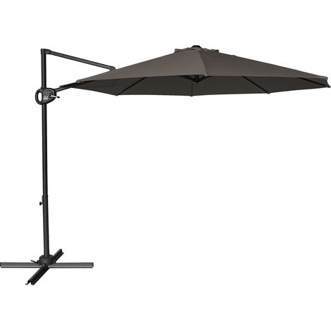 Axi Solea Parasol Déporté Rond Ø 300 Cm, Anthracite/Taupe Parasol De Jardin / Terrasse, Toile Anti-Uv, Indice Upf 30+ Pied En Croix Et Housse De Protection Inclus Inclinabl, Pivotant À 360°