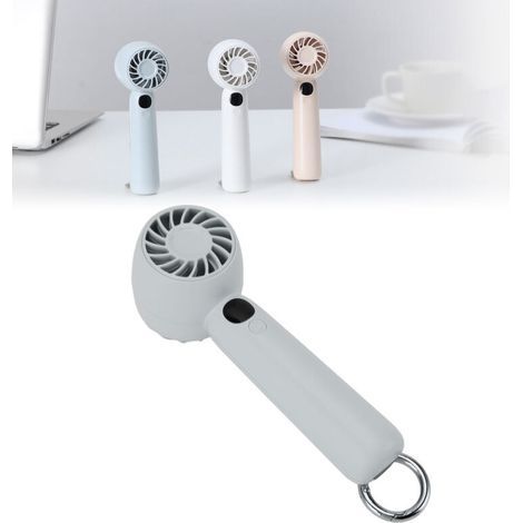Ventilatore portatile a 5 velocità con display digitale e funzione silenziosa, compatto e multifunzionale, ideale per viaggi, campeggio e attività all'aperto, colore blu. (1/5)