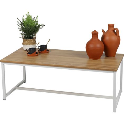 Table basse en bois et létal "La Casa Blanca" - Blanc - L 100 x P 50 x H 36 cm - Livraison gratuite (1/4)