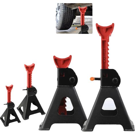 Soportes para puentes, capacidad de 3 toneladas, altura ajustable de 275 mm a 415 mm, material de hierro robusto, base grande para mayor estabilidad, apto para reparaciones de automóviles. (1/5)