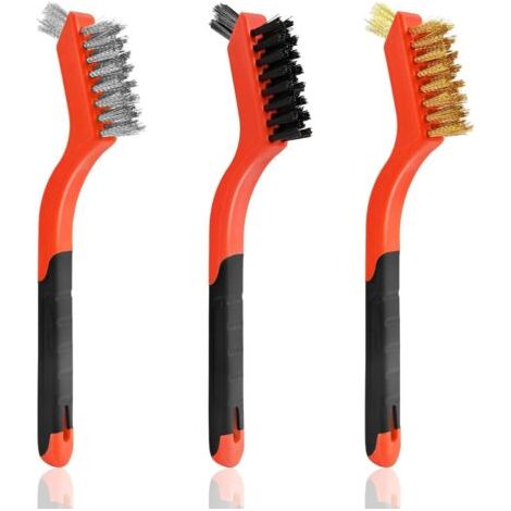 Ensemble de brosses métalliques à double tête, rouge 3 x 18 cm × 3 cm × 5 cm Brosse métallique en cuivre pour nettoyer les interstices (1/5)
