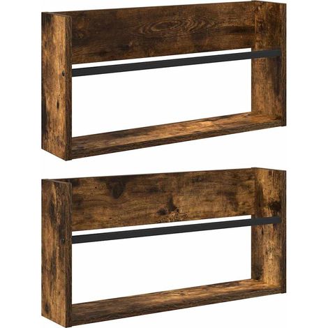 Maison Exclusive - Scaffale per riviste 2 pcs Rovere fumé 60 x 12 x 30 cm