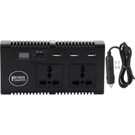 Convertisseur de puissance pour voiture 200 W avec annonce vocale, chargeur CC 12 V/24 V vers CA 220 V (1/4)