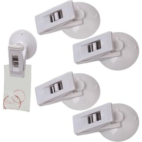 Obelunrp 4pcs Suction Cup Clips, Small Adjustable Suction Cups, Perfect for Hanging Home, Office, Shower, Car Accessories, Cup Clips, Hooks (1/5)