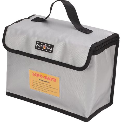 Sac de Sécurité Ignifuge pour Batterie Lipo, Protection Anti-Déflagrante pour Stockage et Charge, Pochette Résistante avec Poignée (1/5)