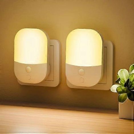 Set mit 2 Steckdosen-Nachtlichtern mit Dämmerungssensor, 5 einstellbaren Helligkeitsstufen, Ein/Aus/Auto-Modus, warmweißes 3000K LED szbym01