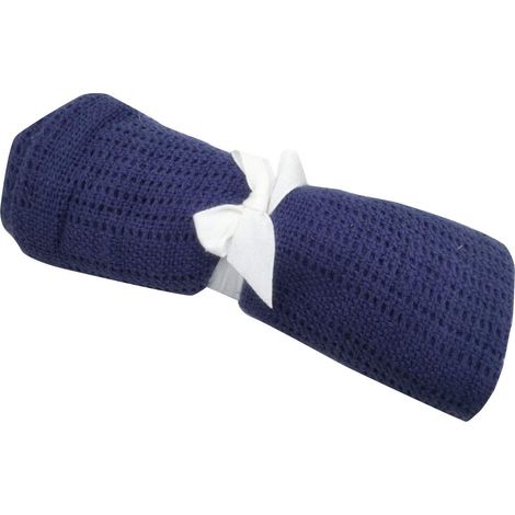 Lit bébé coton doux couverture bébé garçon fille chaude tricotée couverture de couchage (bleu foncé) (1/5)