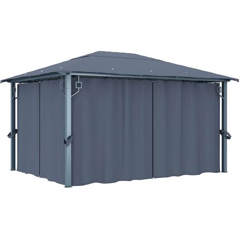 Tonnelle avec rideau 400x300 cm Anthracite Aluminium (1/5)