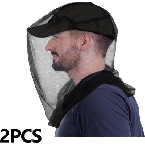 Moustiquaire de tête haut de gamme pour insectes, lot de 2, anti-insectes volants  Trous extra larges et extra fins pour le camping, la randonnée, la pêche, le jardinage, la chasse aux chiens, convien (1/4)