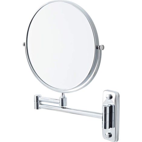 Milano Mirage Wall Mounted Round Double Sided Extendable Bathroom Shaving Vanity Mirror with 2x Magnification – Chrome