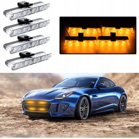 4x LED ORANGE FLASH AVERTISSEMENT LAMPE STROBOSCOPIQUE TÉLÉCOMMANDE DANS LE PARE-CHOCS