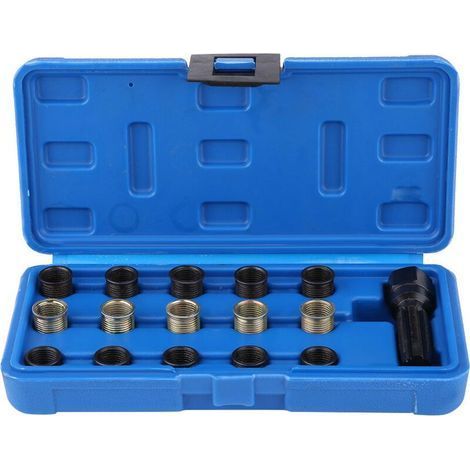16 pièces Kit d'outils de réparation de filetage de bougie d'allumage,Taille du filetage M14 x 1,25mm,Taille du taraud M16 x 1,25mm,avec étui Portable (1/4)