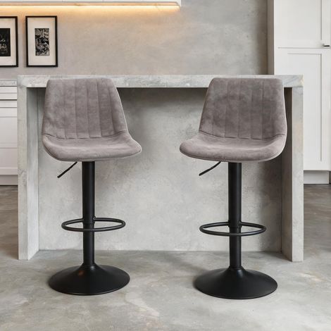 Tabouret de bar gris en tissu 43 x 46,5 x 110 cm (1/5)