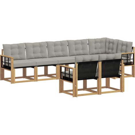 Set di divani da esterno 8 pz 7-Posti Bianco e Grigio Chiaro vidaXL (1/5)