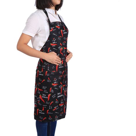 Tablier de cuisine pour homme et femme, poche pratique, idéal chef, café, restaurant, piment n°5, coton, taille unique, cadeau. (1/5)