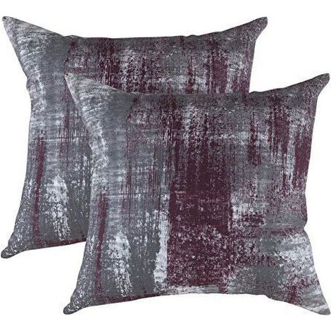 (Paquete de 2) Fundas de almohada de algodón con diseño artístico de pincel (20 x 20 pulgadas, color burdeos)