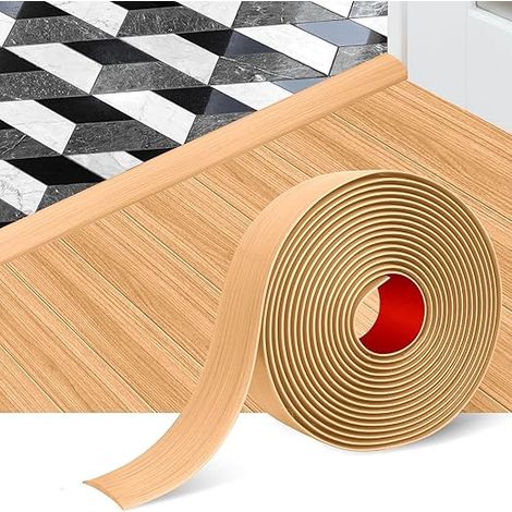 Barre de Seuil Autocollante 5cm, Bande de Seuil de Porte Facile à Couper et à Installer, Joint Souple en PVC for Joining Floor Gaps (Chêne Jaune, 1.2m) (1/5)