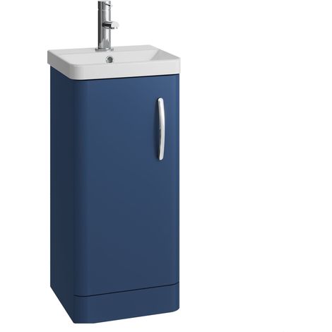 Handsacre Contemporary 1 Door Floor Standing Vanity Unit with Basin, Satin Blue, 400mm