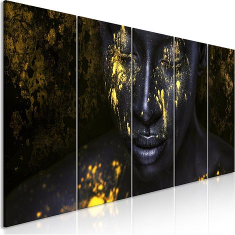 Tableau Bathed in Gold (5 Parts) Narrow - 200 x 80 cm (1/4)