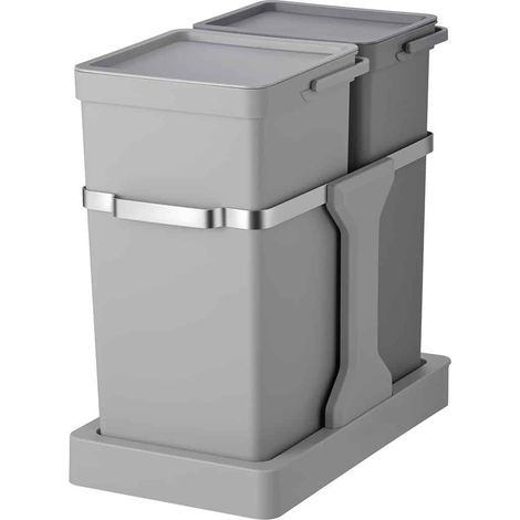 EKO - Deco Poubelle Encastrable 20+15 litres - Plastic Stainless steel - gris (1/3)