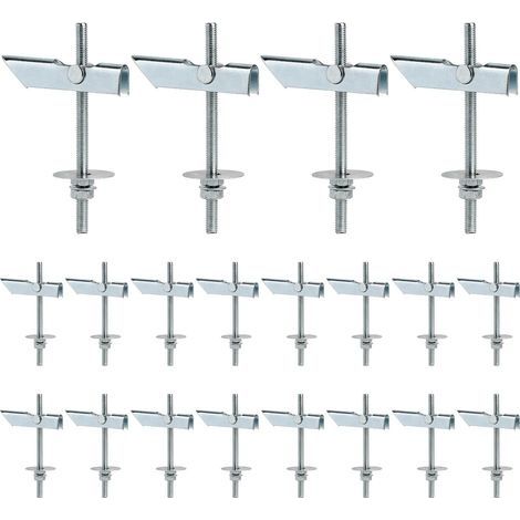 20 Pièces M6x100mm Chevilles à Bascule Poids Lourd Cheville Parpaing Creux en Acier Galvanisé au Carbone pour Pour Suspendre des Objets Lourds au Plafond ou Au mur (1/5)