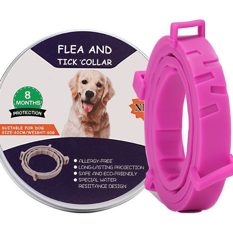 Collier pour chien 1 pièce collier anti-insectes et anti-puces pour chiens (grand chien 35 kg 72 cm, rose) collier anti-insectes et anti-puces (1/2)