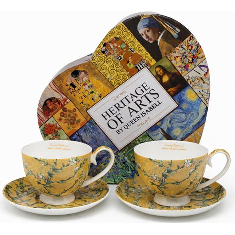 Tazas de porcelana con platillos, 2 unidades, 250 ml, Van Gogh Almendra (1/5)