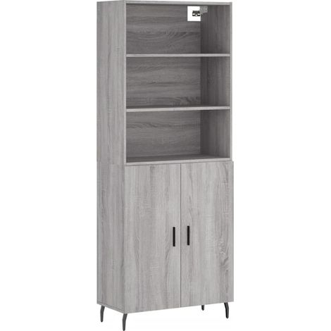 Aparador cajonera mueble almacenaje organizador cocina salón salón alto sonoma 695 x 34 x 180 cm madera de ingeniería gris 020035534