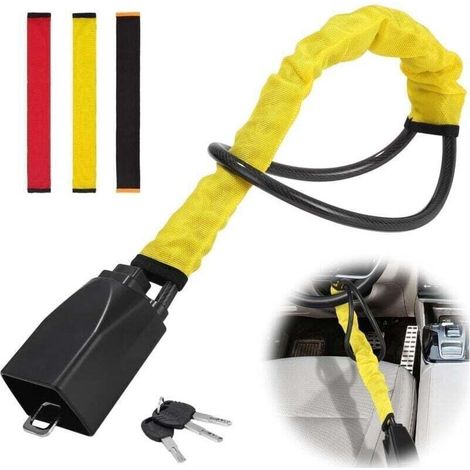 Bloqueo antirrobo para volante en acero inoxidable – Sistema de doble cierre, 3 llaves incluidas – Compatible con todos los coches, SUV y furgonetas. (1/5)