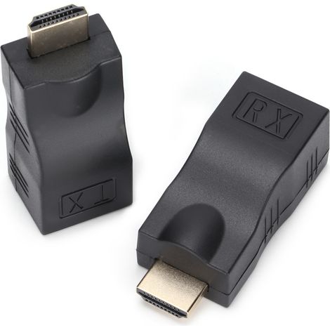 Adaptateur HDMI vers RJ45 Noir Extenseur Signal Haute Définition (1/5)