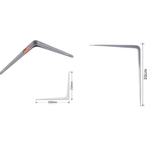 Trade Shop - SET 2ST REGALTRÄGER DREIECK METALL REGALTRÄGER 30CM GRAU 91265 - (1/2)