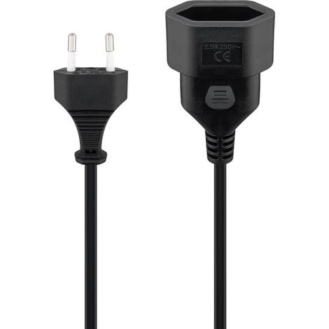 Rallonge électrique Europlug, 3 m, noire (1/3)