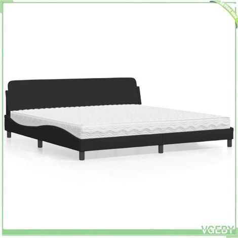 Lit avec matelas - Dover - 200x200 cm - Noir - Matelas mousse 17 cm H2/H3 (1/5)