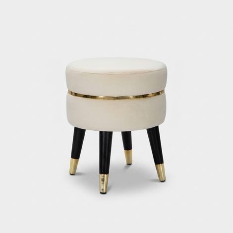 Ferretti Taburete Paris terciopelo crema 35 cm de diámetro (1/4)