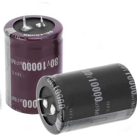2 condensateurs électrolytiques aluminium 80V 10000µF 105°C, 35x50mm, lot de 2 pièces (1/5)