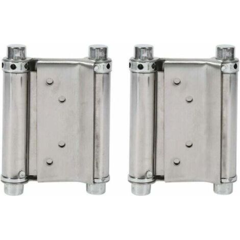 Charnières à ressort bidirectionnelles en acier inoxydable – Lot de 2 – Charge maximale 15 kg – Pour portes battantes et portes intérieures (1/4)