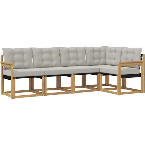 Set di divani da esterno 5 pcs Bianco e Grigio Chiaro vidaXL