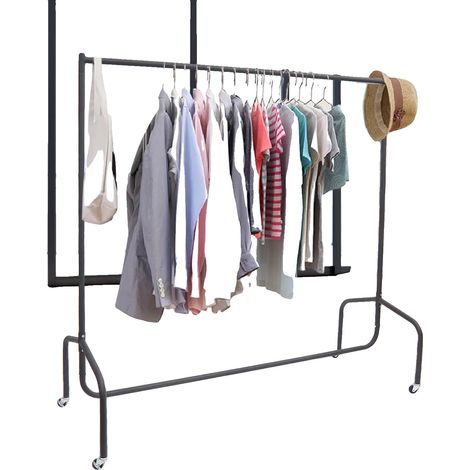 Perchero, estructura de hierro, altura 150 cm, ancho 60 cm, profundidad 170 cm, capacidad de carga 50 kg. (1/5)
