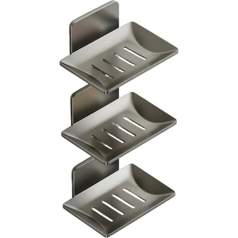 Grey stainless steel soap dish - Wall mounted (1/5)