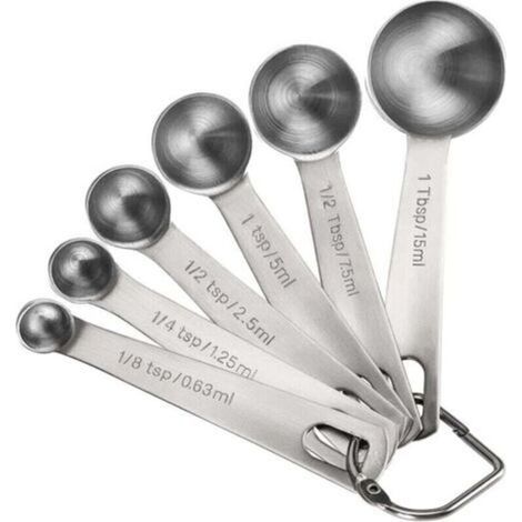 Ensemble de cuillères doseuses, comprenant 6 cuillères doseuses et une petite cuillère en acier inoxydable, graduées en unités métriques et américaines, pour mesurer les ingrédients sec (1/4)