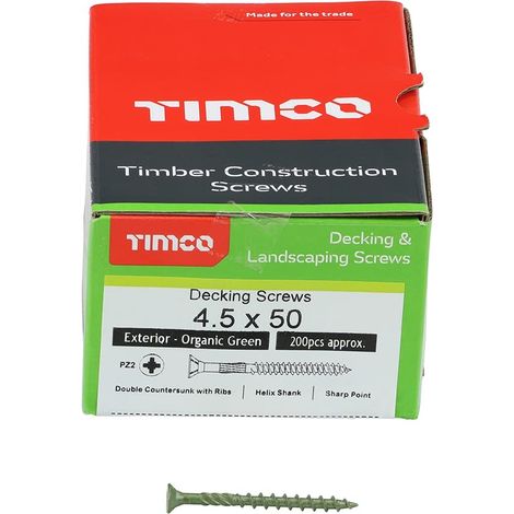 TIMCO Vis de terrasse Classic 4,5 x 50 - Exterieur - Vert - Boite de 200 (1/4)