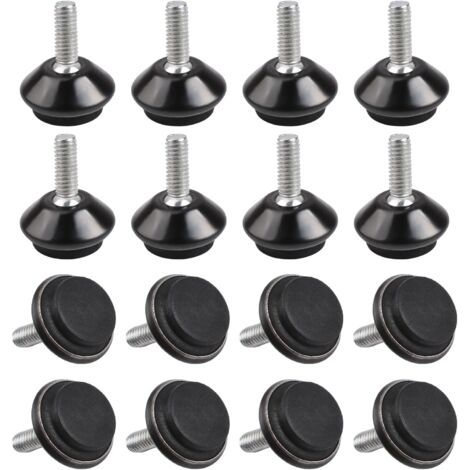 QORVA-16pcs M6 vissé dans le niveau de meubles réglable,  filetage angle hauteur réglable niveau de meubles, niveau de pied de vis en acier inoxydable, vis pour table, chaise, pieds de meubles