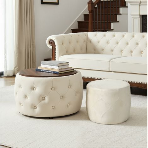 Juego de taburetes con almacenaje de terciopelo OKMYHOME (1/5)