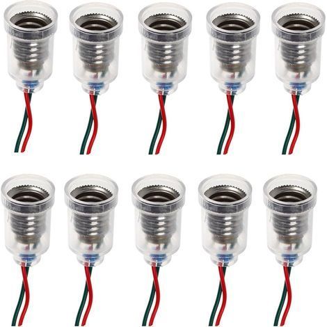 Lot de 10 douilles E10 avec câbles 20 cm – Support pour ampoules LED jusqu'à 30W – Applications expérimentales et bricolage - 10PCS (1/5)