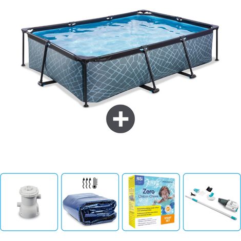 Exit Pool Rechteckig - Steinoptik - 300x200x65 cm - 5-teilig SCB12 (1/4)