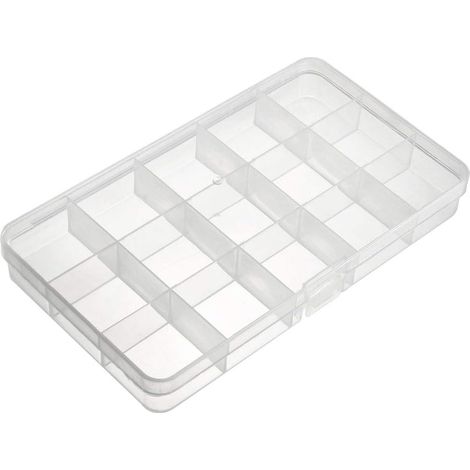 Boîte de rangement pour composants sourcing map - PP solide 15 compartiments Blanc transparent 170 x