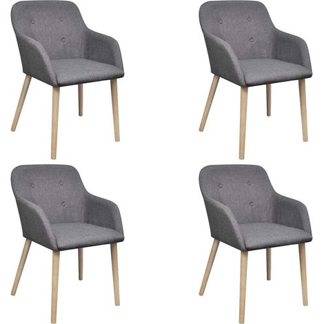 vidaXL Sillas de comedor 4 uds tela gris claro y madera maciza roble (1/5)