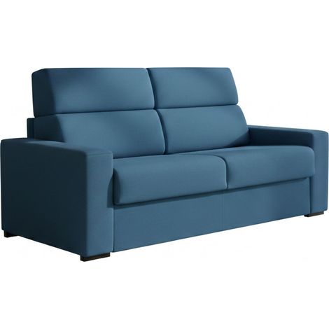 Dmora - Divano letto 3 posti Zeudi, Sofà trasformabile per salotto, imbottito, sfoderabile, Qualità 100% Made in Italy, 220x95 h100 cm, Blu (1/5)