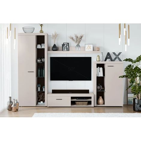 AX LIVING Spacoro Wohnwand Beige 270 cm breite, hochwertig, ohne LED