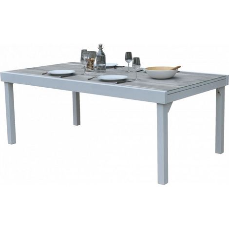 Table de jardin ModuloWood T 8/12 Verre Déco Bois Blanc  Wilsa Garden (1/5)